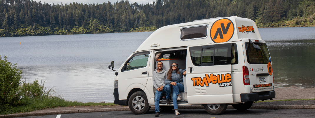 Campervan next to Lake in New Zealand