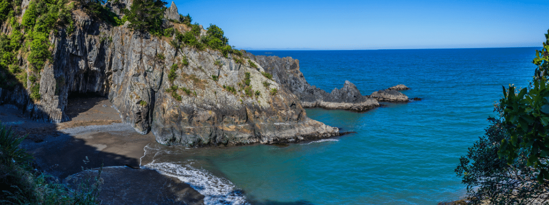 Monkey Bay cliffs in Rarangi, New Zealand 